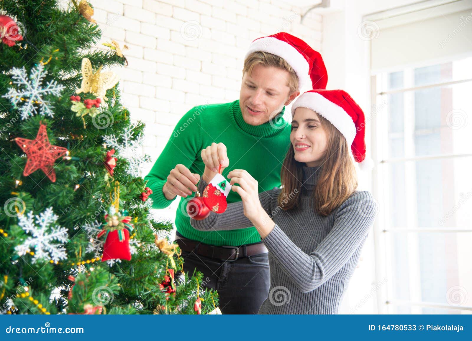 Merry Christmas and New Year Concept. Young Caucasian Lover with ...