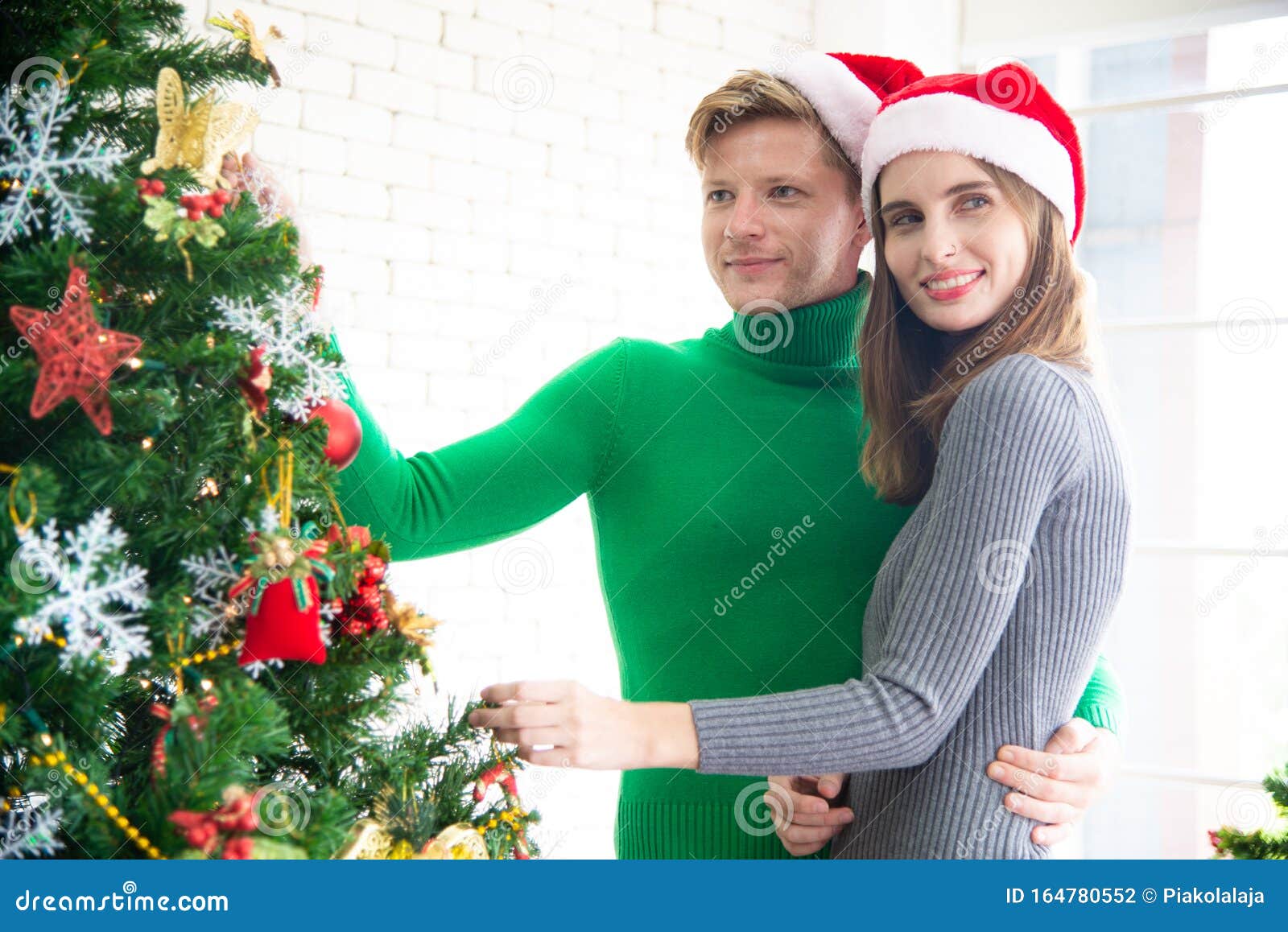 Merry Christmas and New Year Concept. Young Caucasian Lover with ...