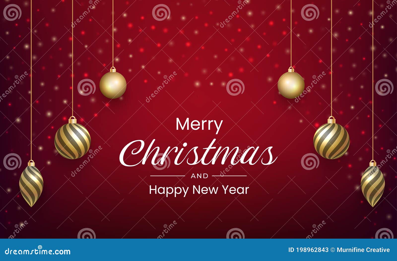 Merry Christmas and New Year Design with Gold Ball Ornament Stock ...