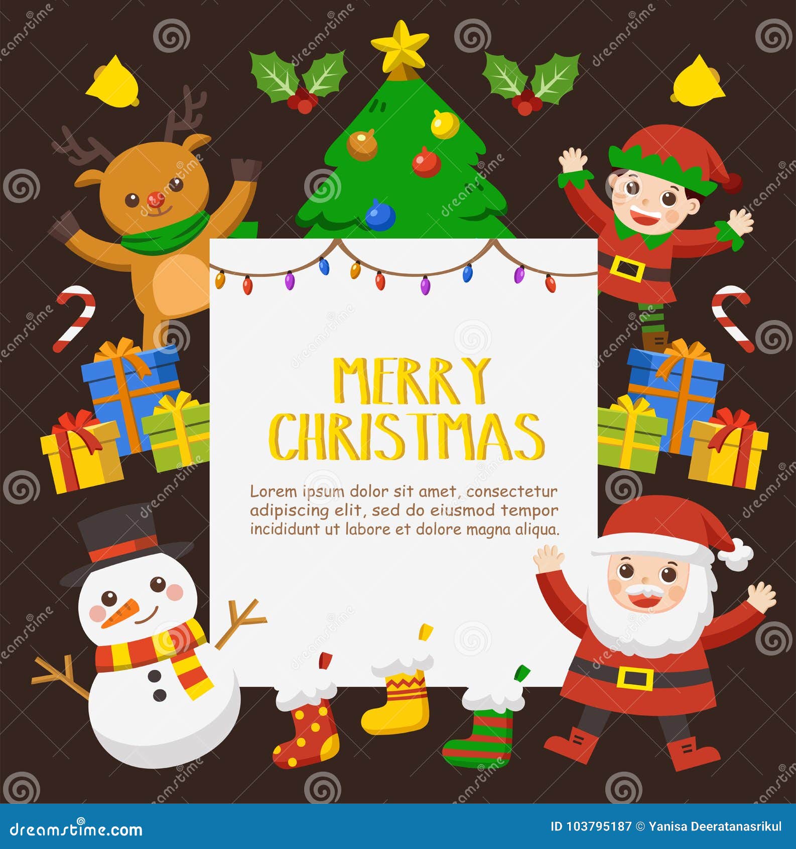 Merry Christmas and New Year Greeting Card. Stock Vector - Illustration ...