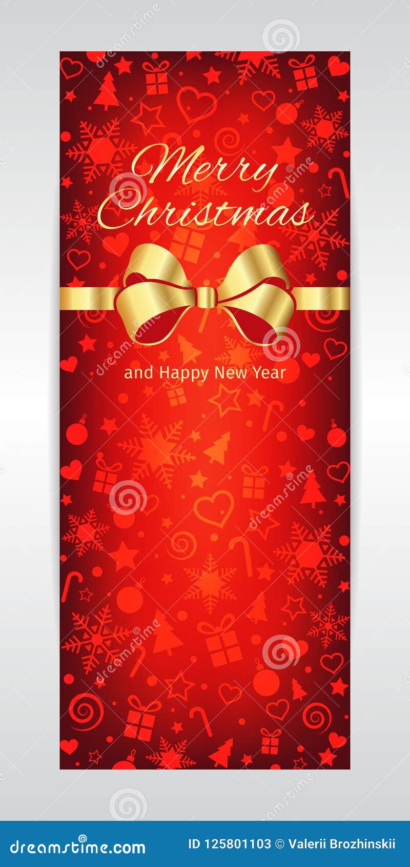 Christmas and Happy New Year red background with boxes, ribbons