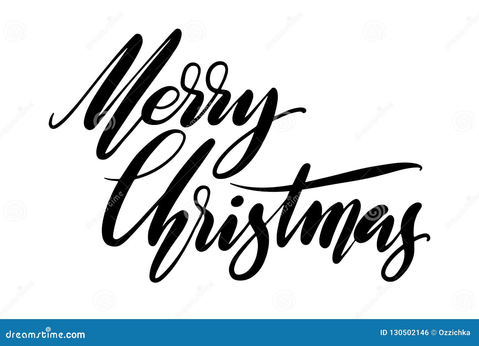 Merry Christmas Phrase Isolated on White Background. Hand Drawn ...