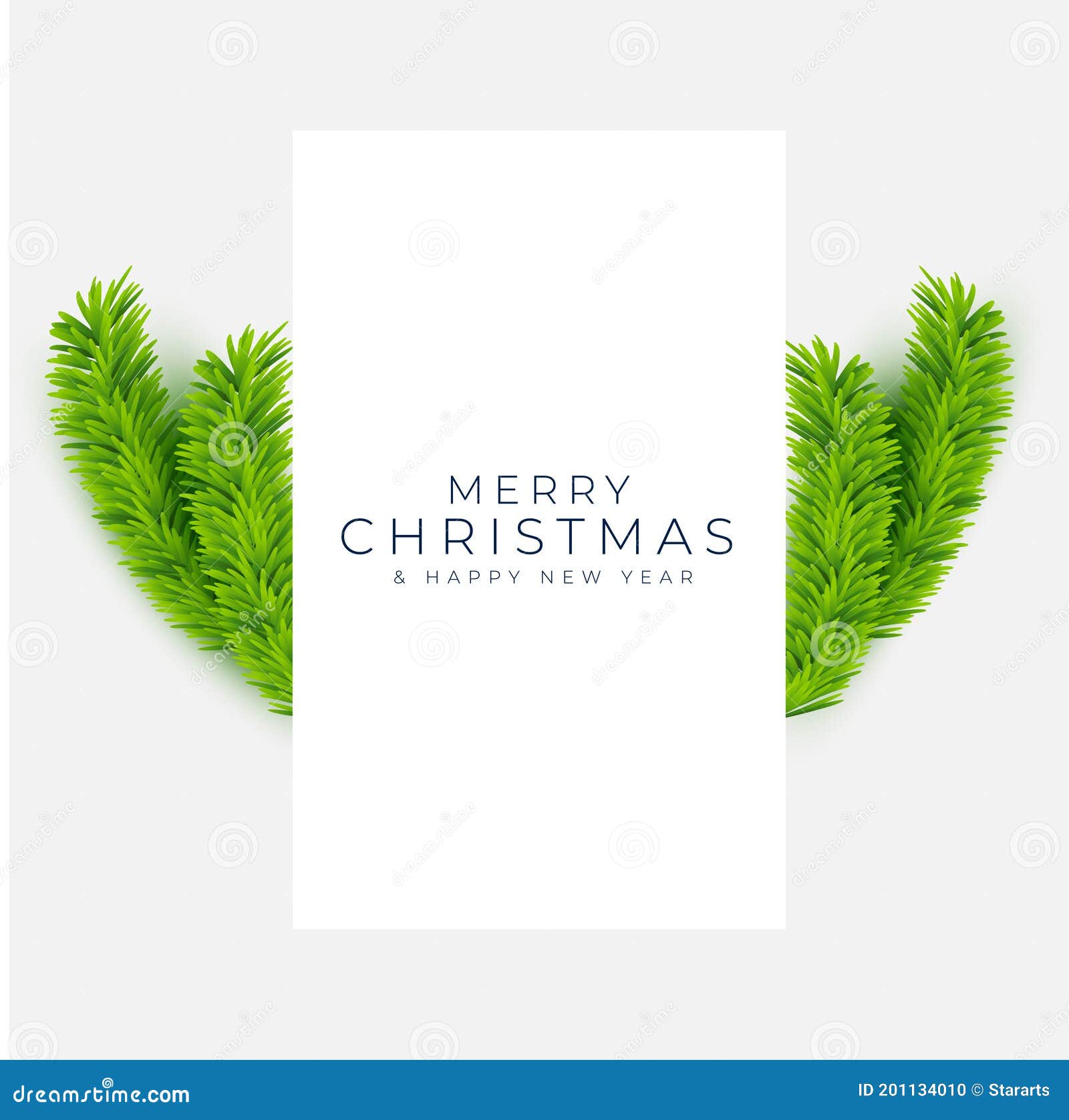 Merry Christmas Pine Tree Leaves Realistic Background Stock Vector