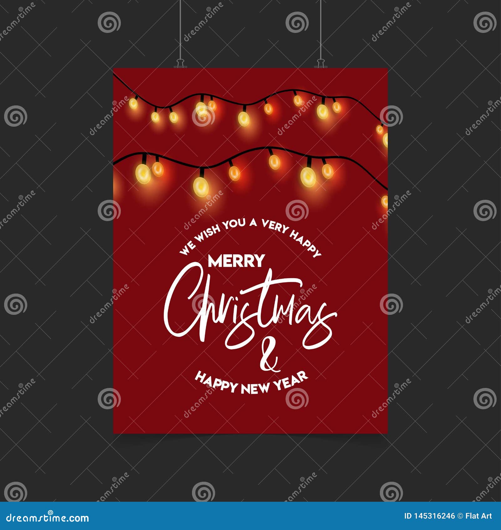 merry christmas red decoration ligh poster template