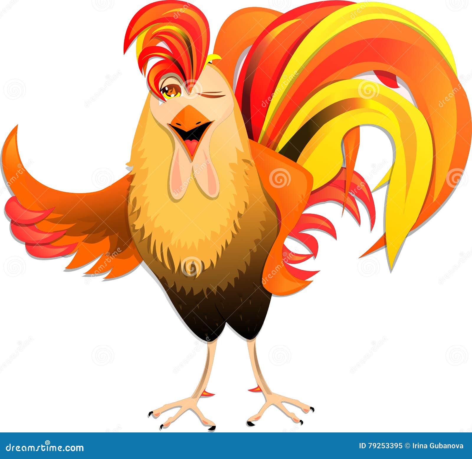 Download Merry Christmas Rooster In Cartoon Style Stock Vector ...