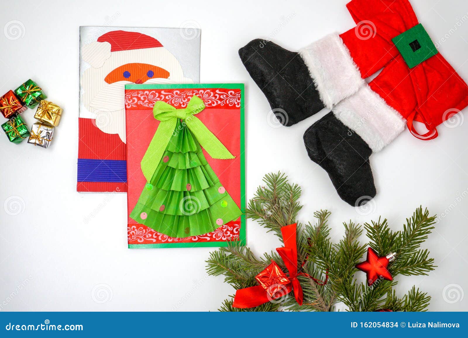 Merry Christmas Santa Claus. Handmade Greeting Cards, Red Santa Claus ...