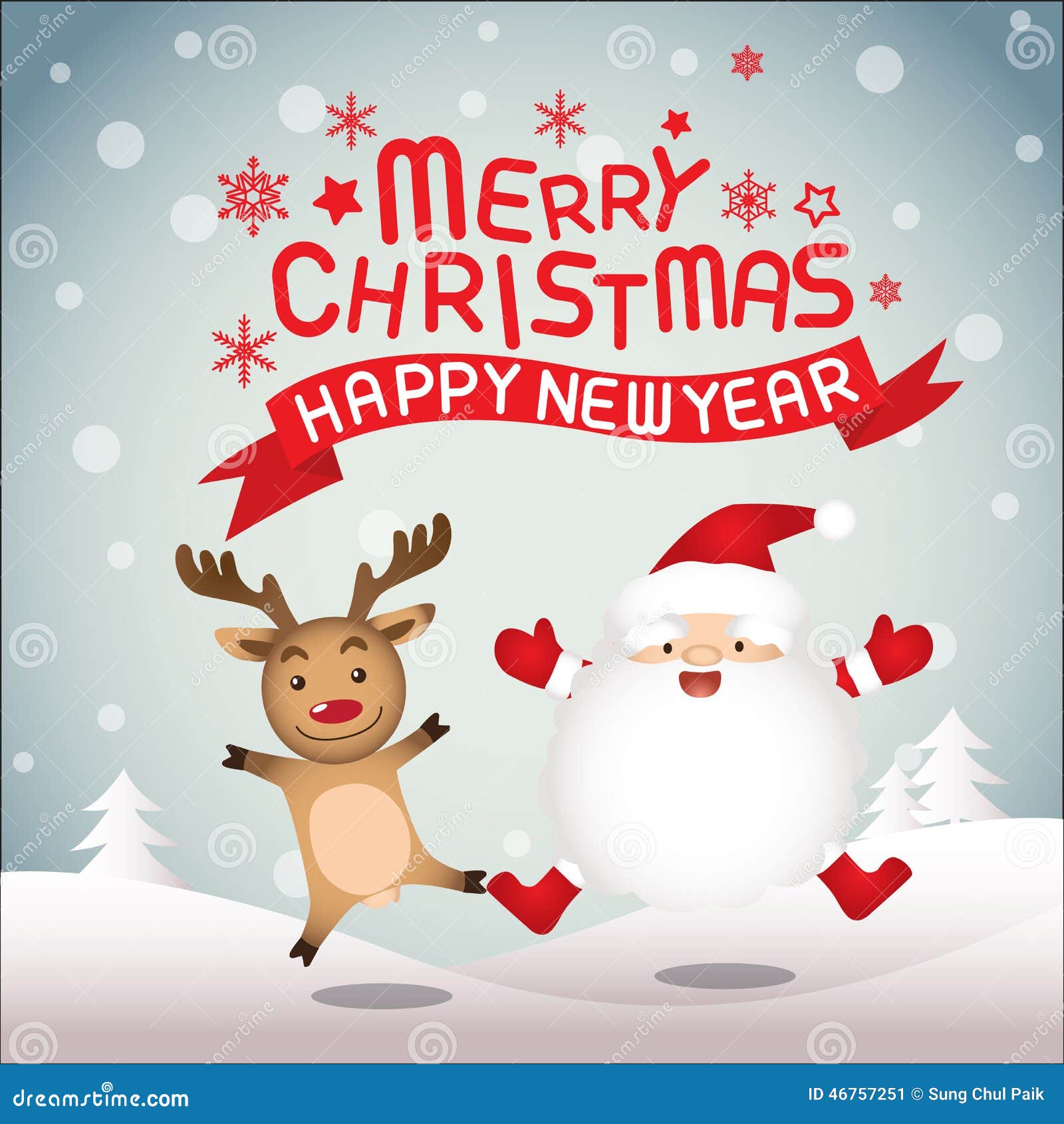 merry christmas  santa claus and rudolph stock