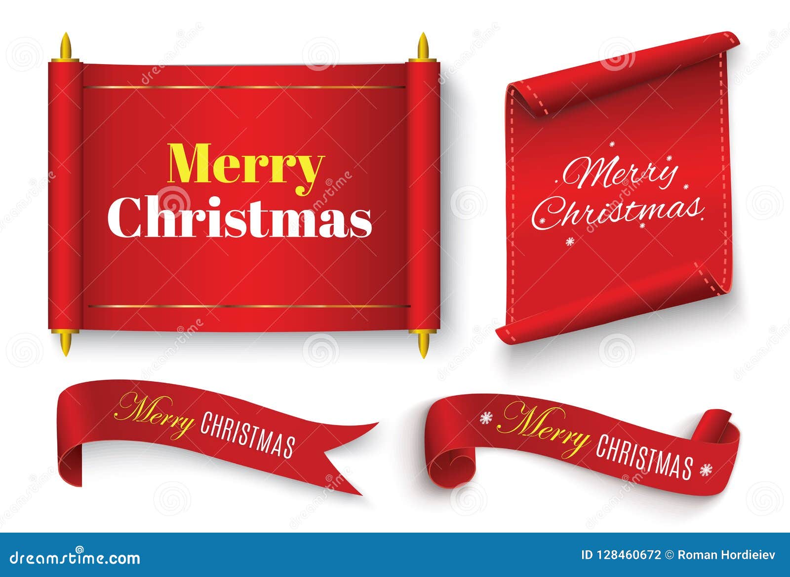 Merry Christmas Scroll stock vector. Illustration of object - 128460672