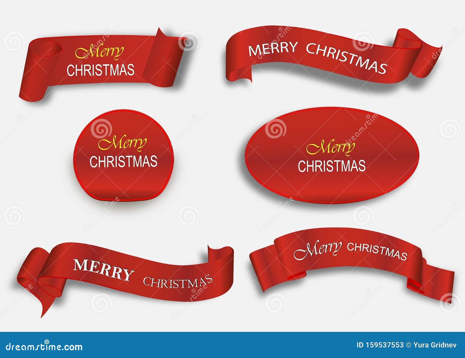 Merry Christmas Scroll Red. Realistic Paper Banners. Banner with a ...