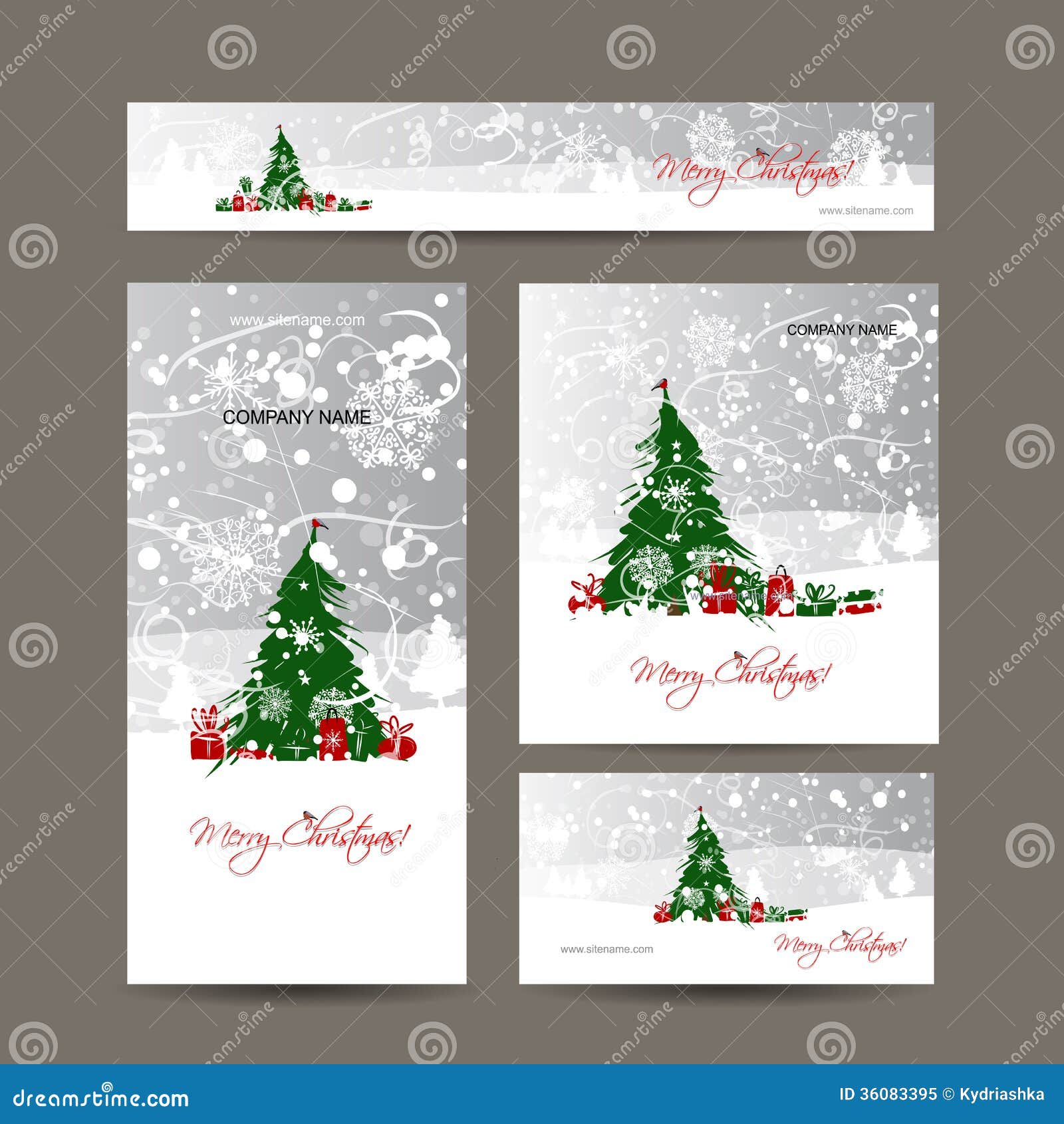 Buon Natale Outdoor Decorations.Merry Christmas Set Of Postcards With Winter Tree Stock Vector Illustration Of Outdoor Business 36083395