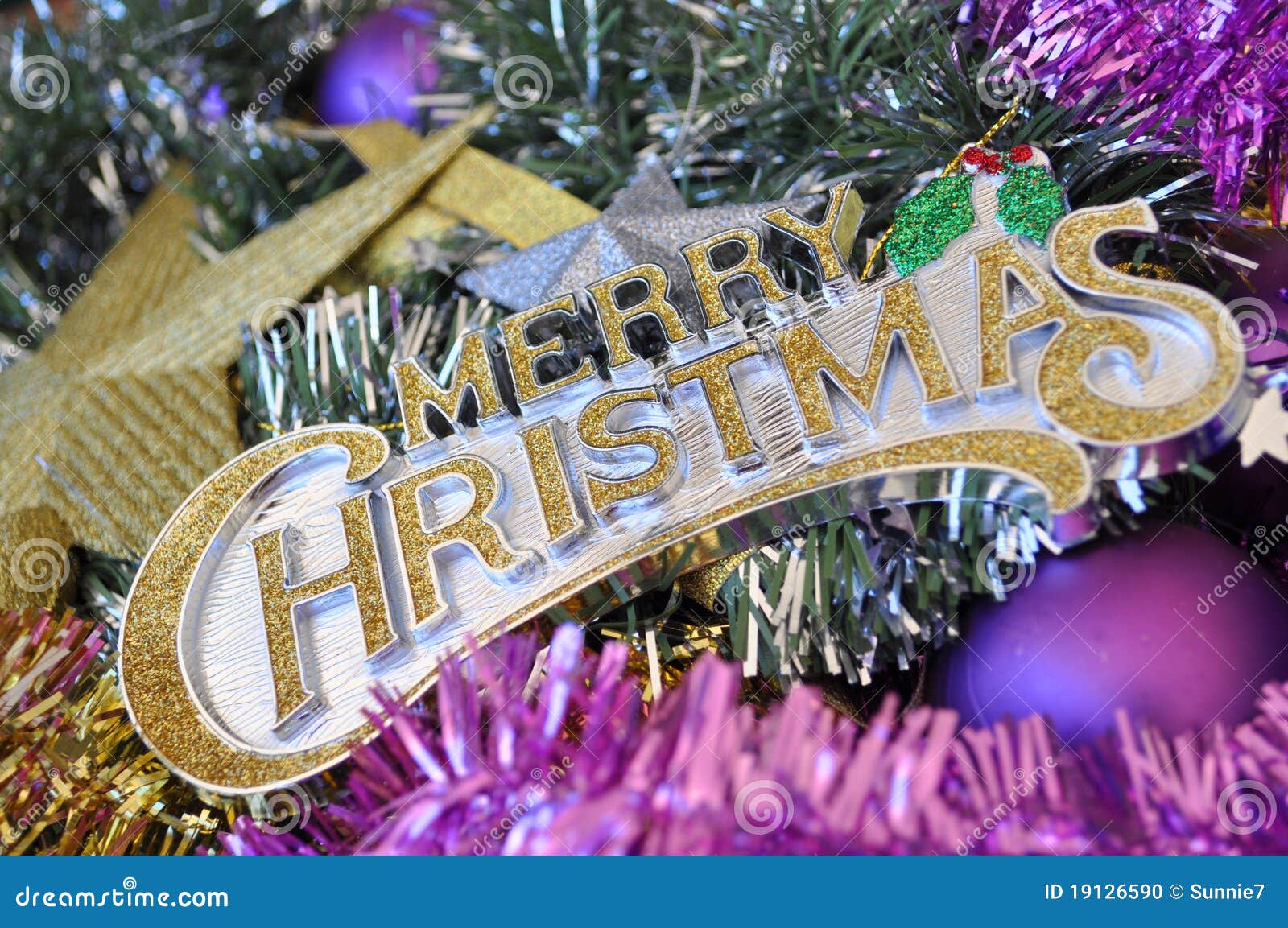 Merry Christmas Sign with Decorations Stock Photo Image of merry