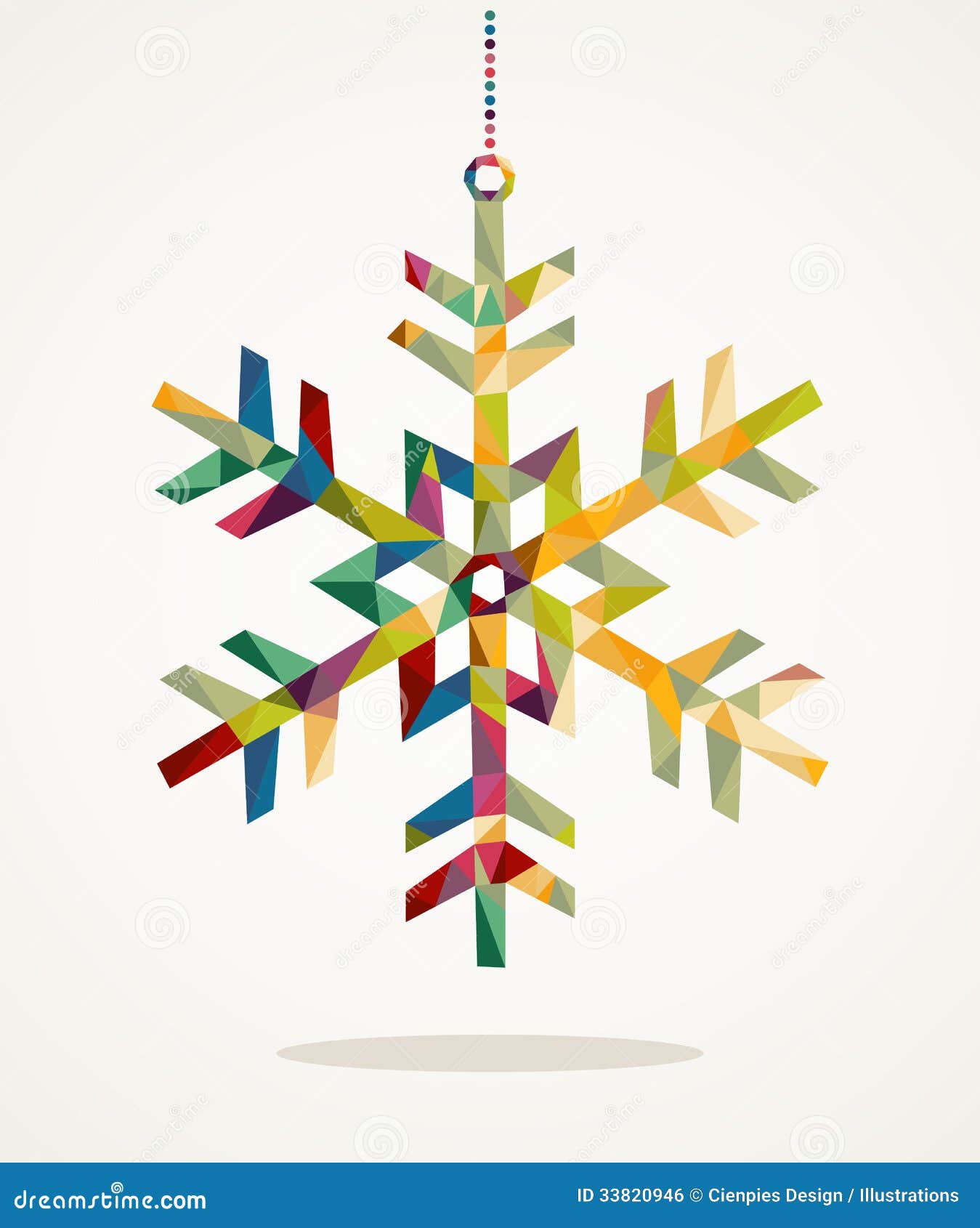 Merry Christmas Snowflake Shape With Triangle Composition 