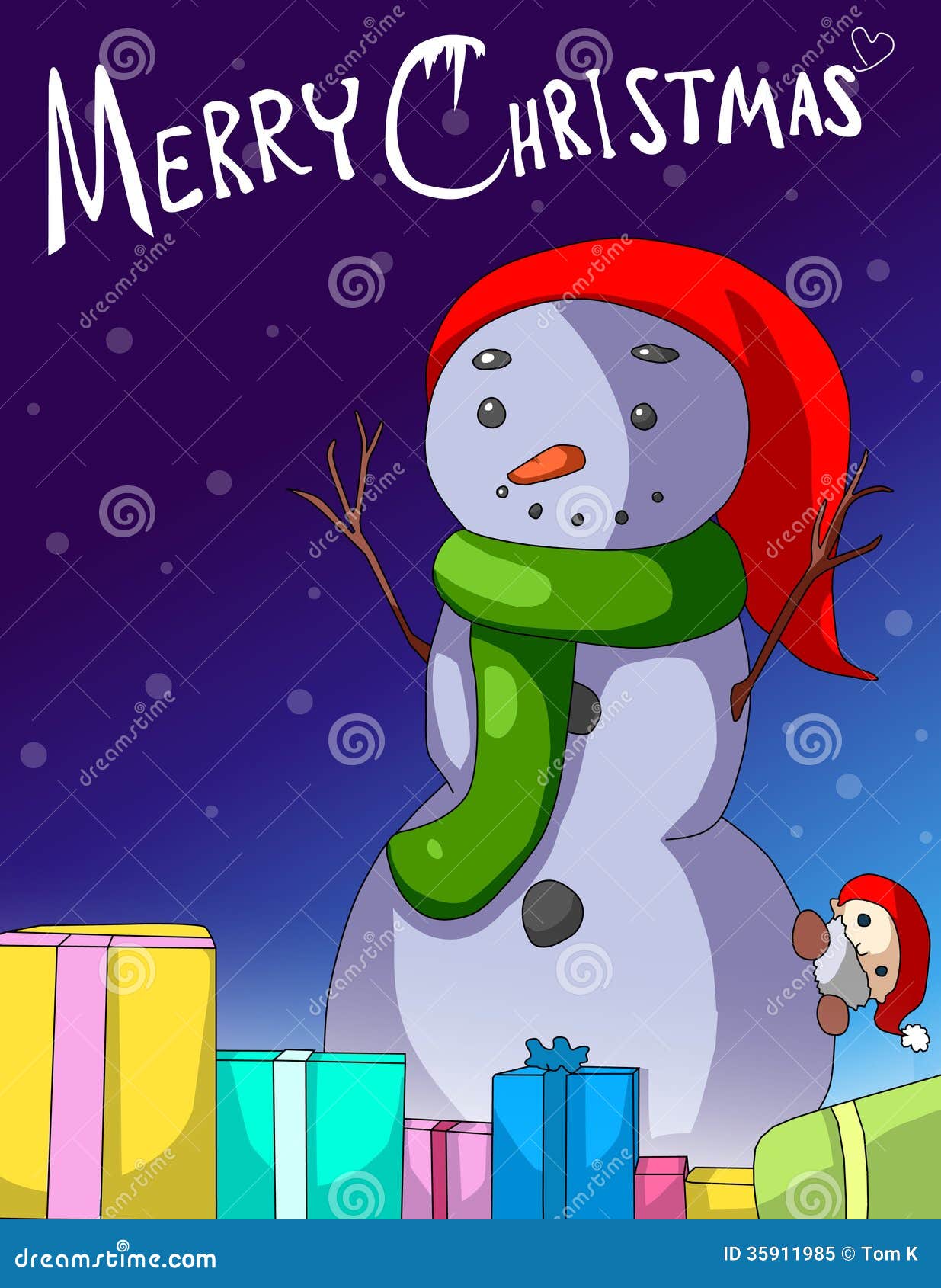 Merry Christmas Snowman Vector Stock Vector - Illustration of gift