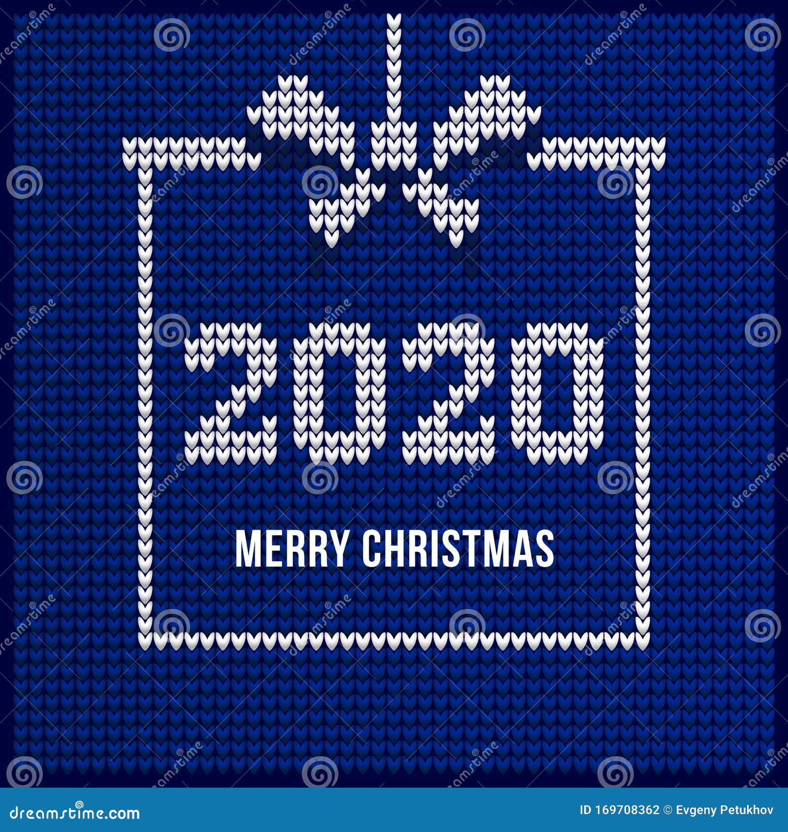 Merry Christmas 2020, A Square Banner In The Form Of A Christmas Present With A White Ribbon And ...