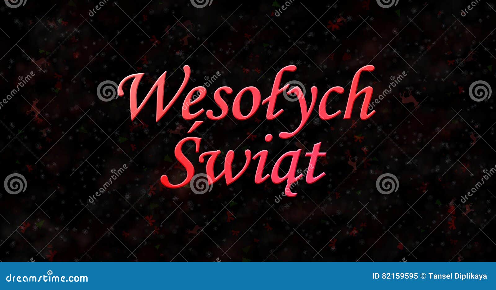 Merry Christmas Everyone Tekst Po Polsku Merry Christmas Text in Polish Wesolych Swiat on Black Backgro Stock