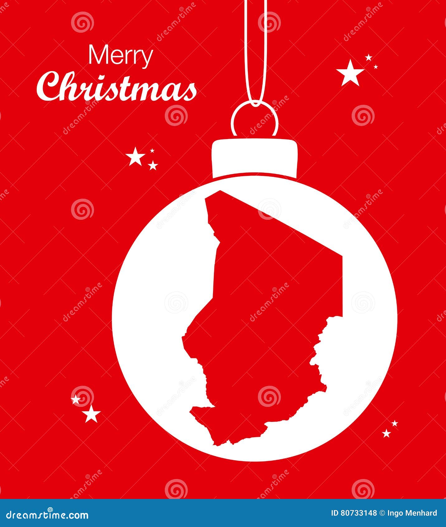 Merry Christmas Theme with Map of Chad Stock Illustration
