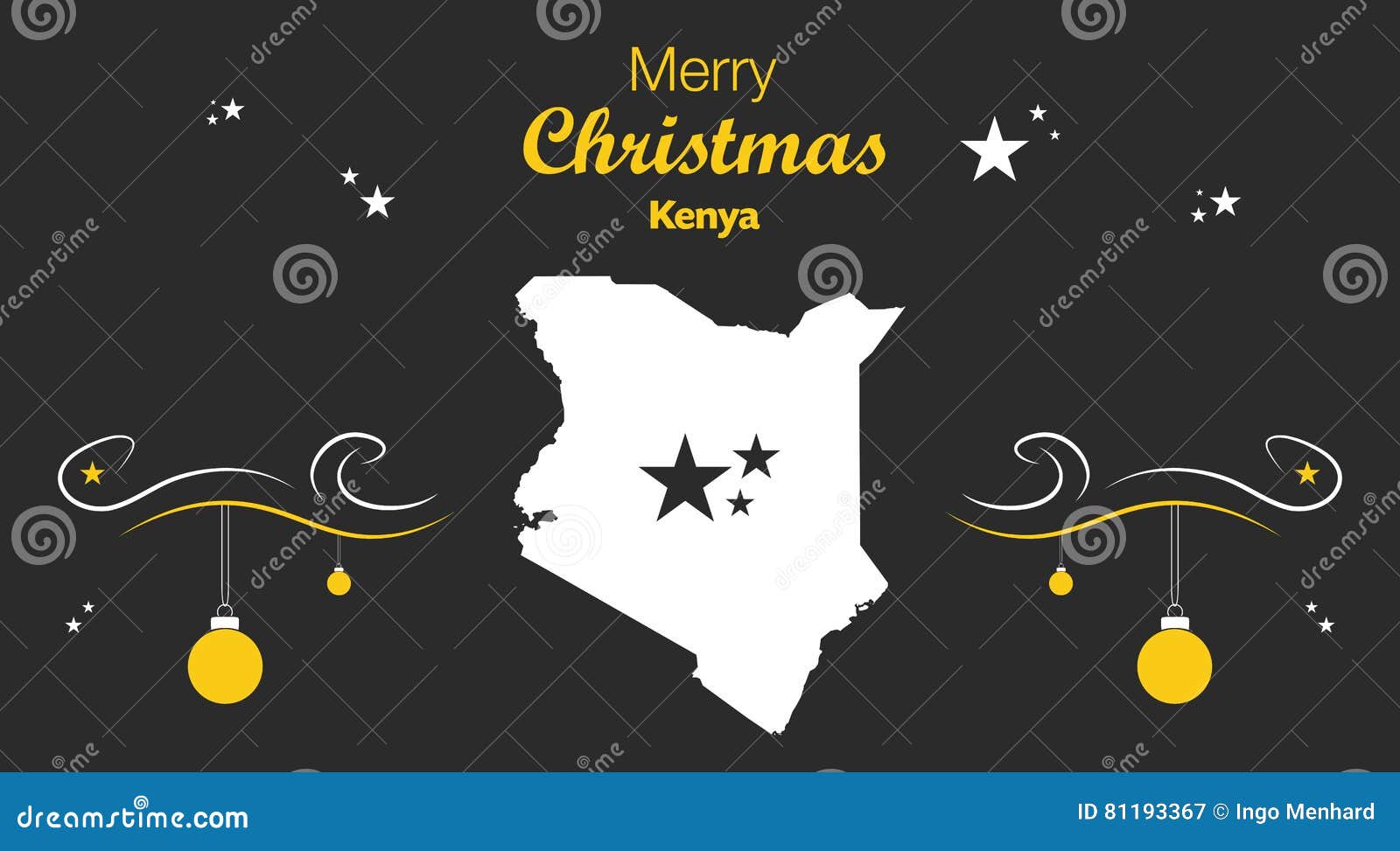 Merry Christmas Theme with Map of Kenya Stock Illustration