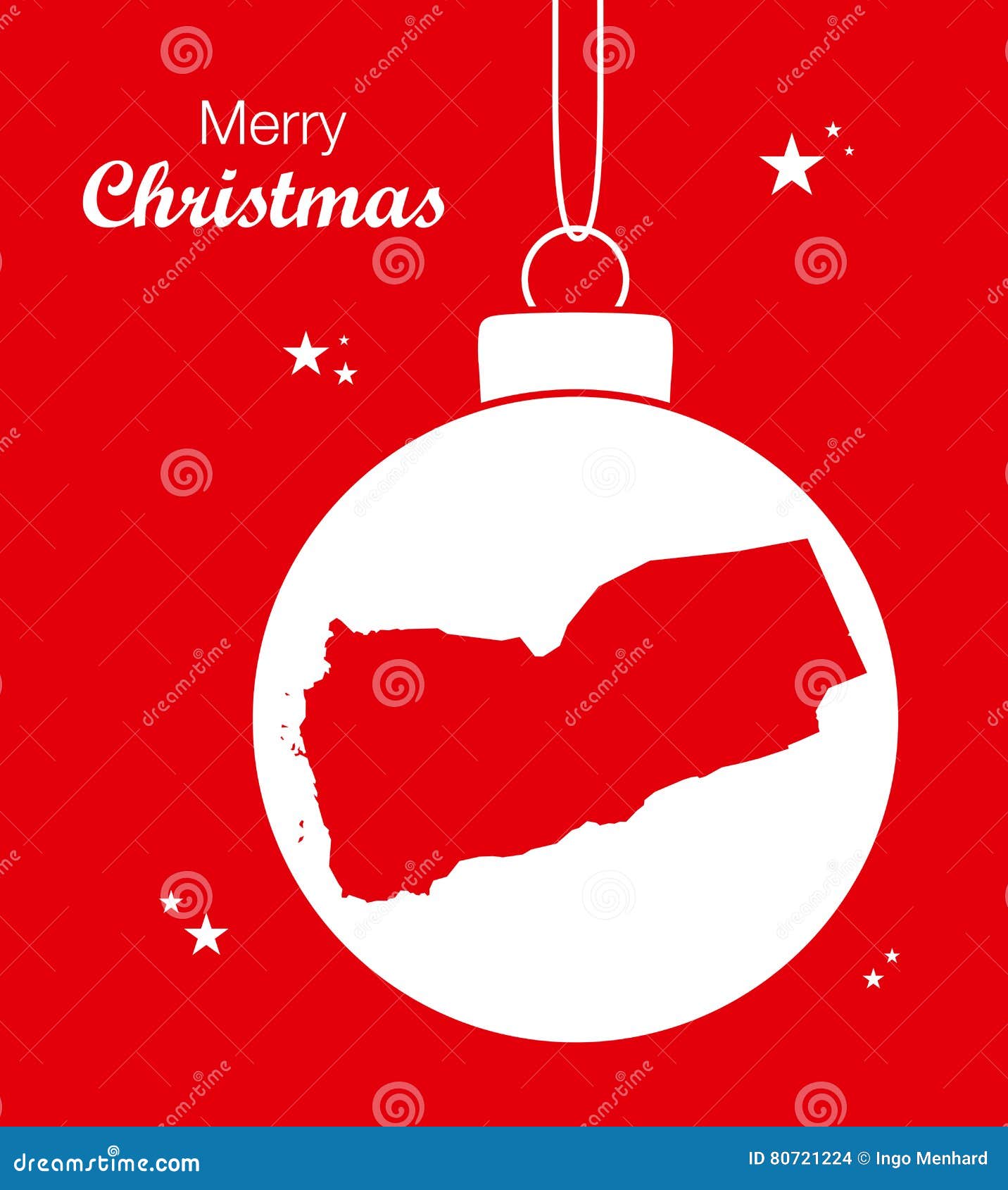 Merry Christmas Theme with Map of Yemen Stock Illustration