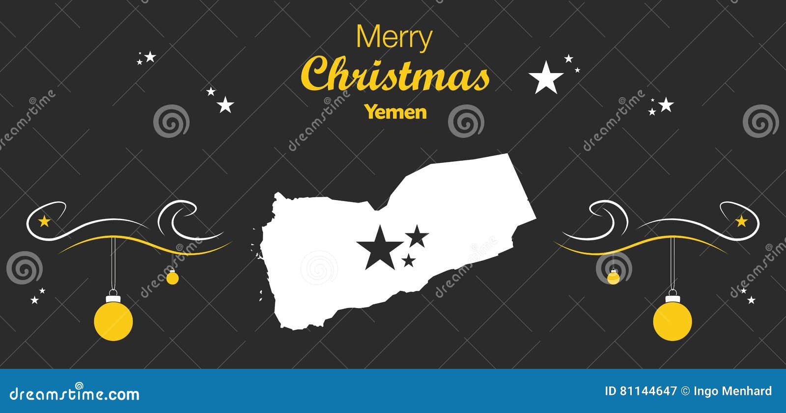 Merry Christmas Theme with Map of Yemen Stock Illustration