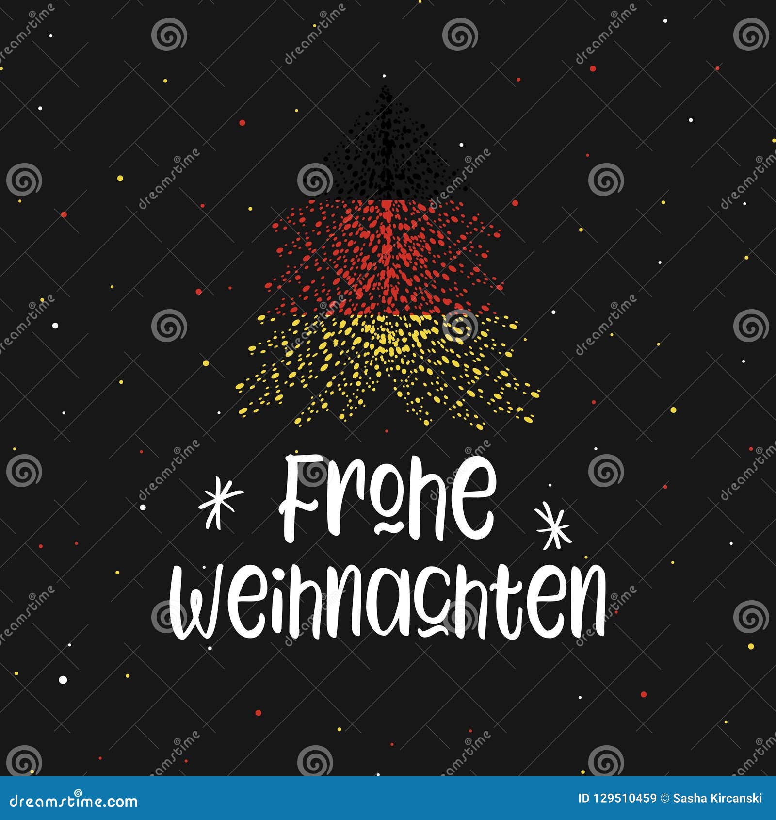 Merry Christmas and Christmas Tree with German Flag Stock Vector
