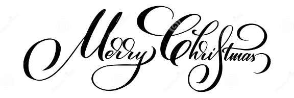 Merry Christmas Vector Calligraphic Lettering. Black on White Greetings ...