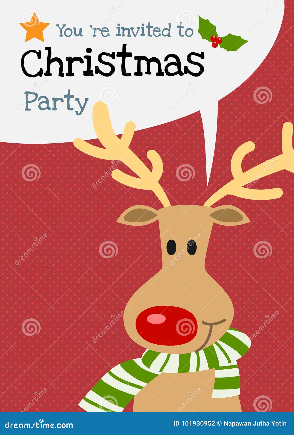 Merry Christmas Vector Reindeer Character Greeting Card. Stock Vector ...