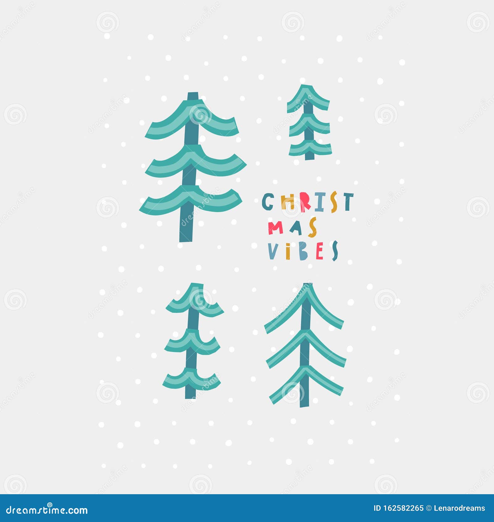 merry christmas vibes tree snow forest postcard