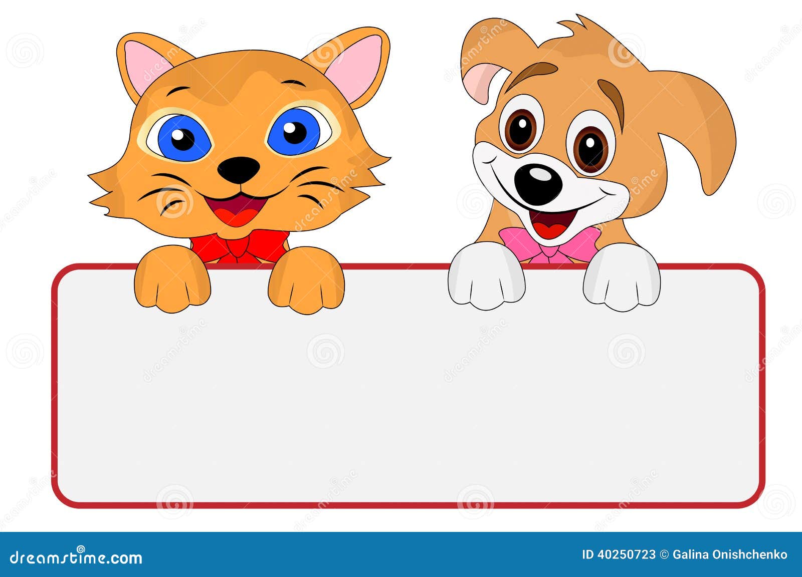 Четыре лапы и хвост. Собака и кошка с табличкой. Собака держит плакат. Мультяшные котята с табличкой. Собачка держит табличку.