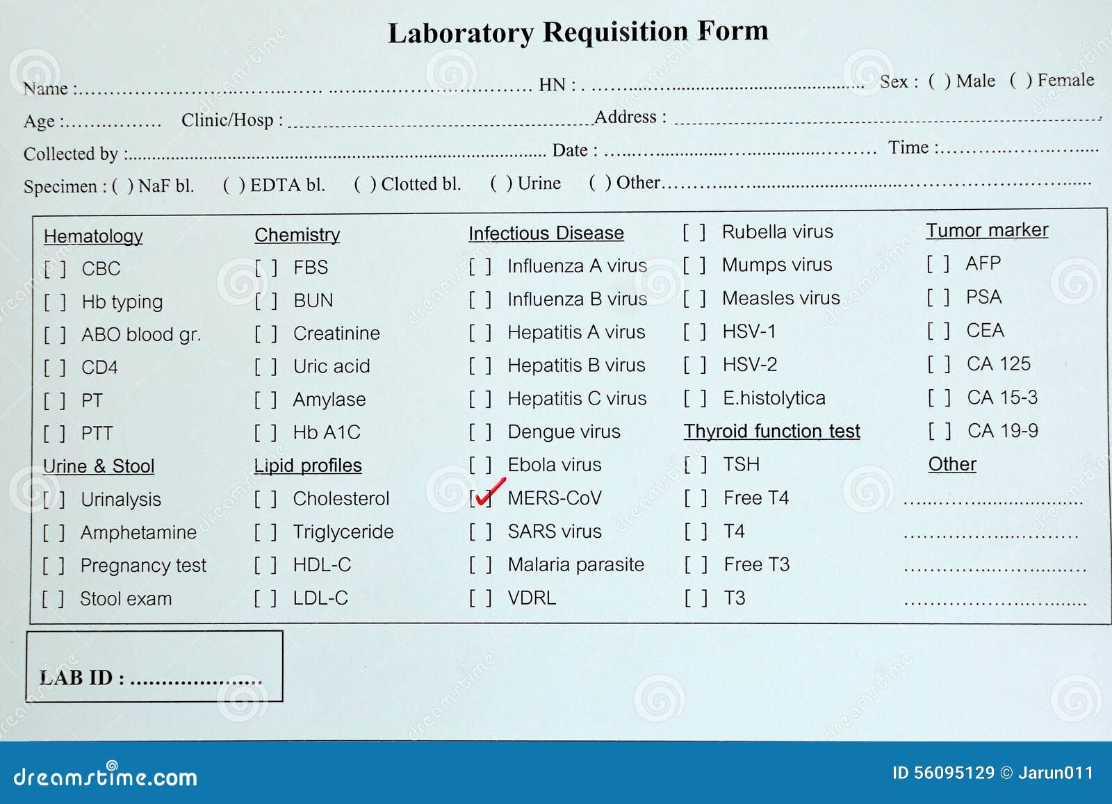 MERS requisition form stock image. Image of exam, outbreak - 56095129
