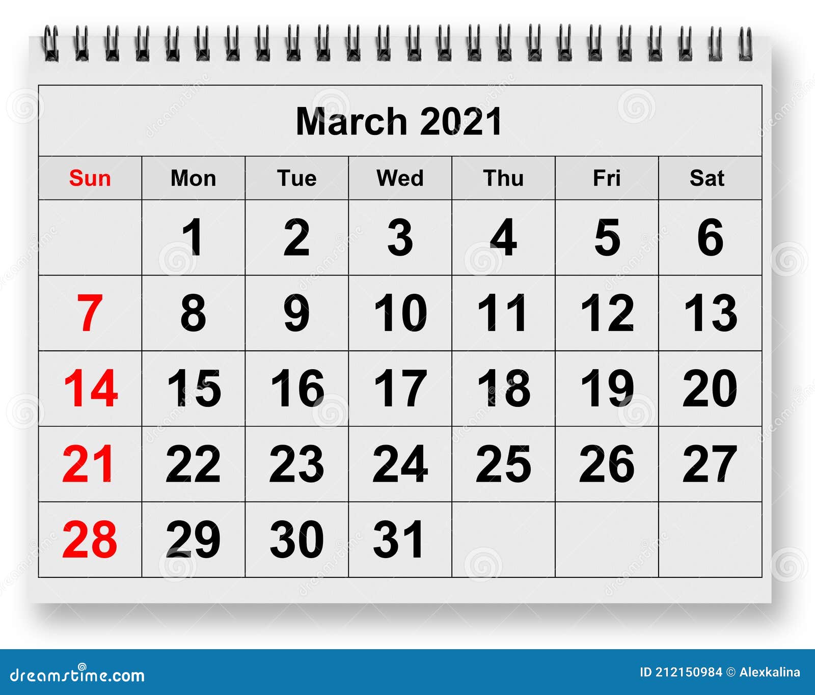 Mes De Marzo Calendario Mes Calendario Mensual Marzo 2021 Foto de archivo - Imagen de calendario,  negocios: 212150984