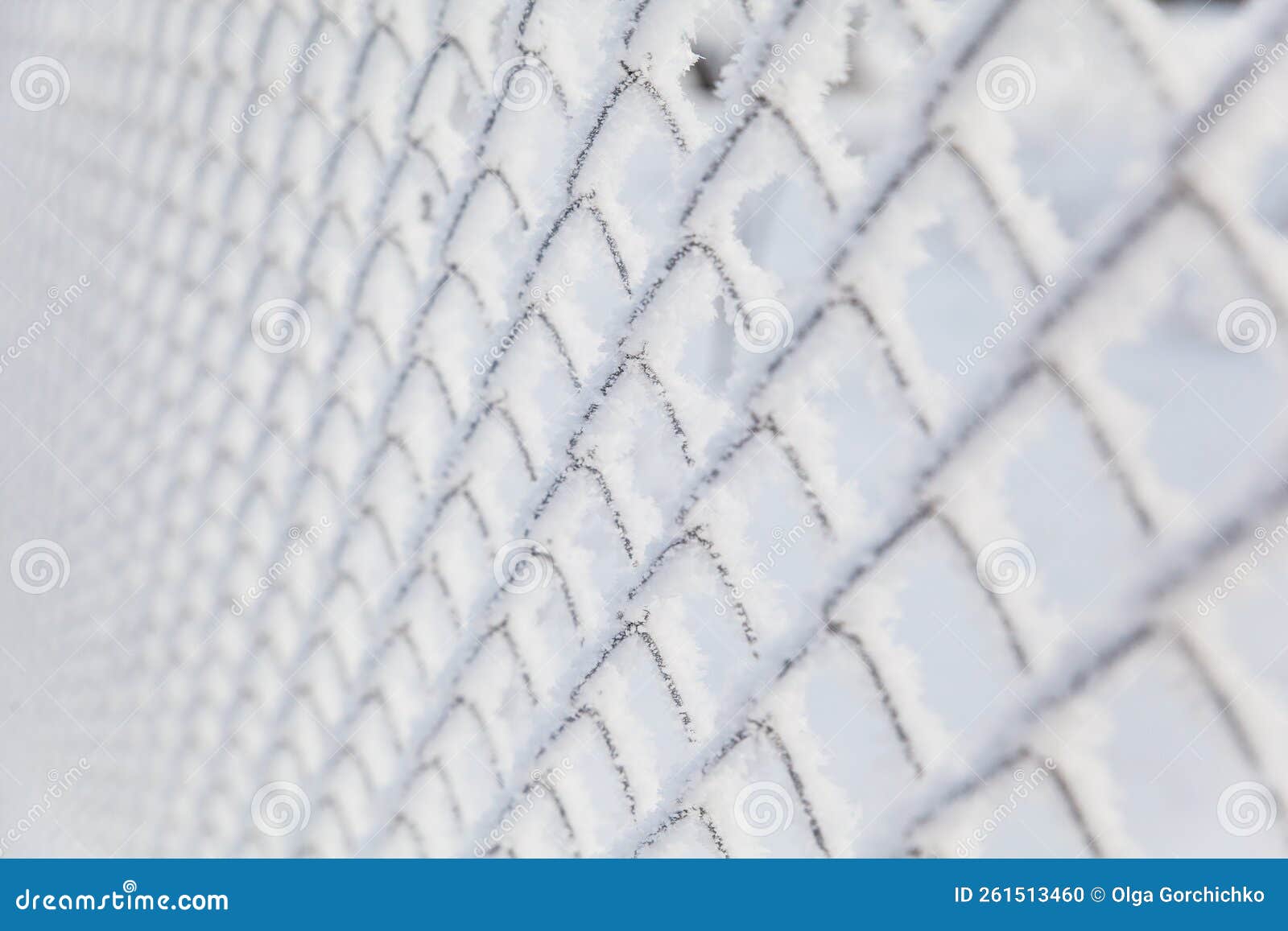 Mesh fence covered in snow stock photo. Image of outdoor 261513460