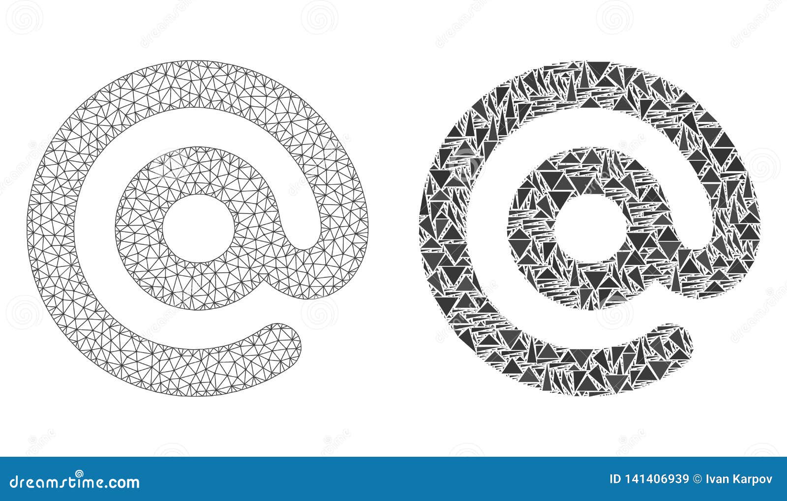 Polygonal Wire Frame Mesh Email Symbol And Mosaic Icon ...