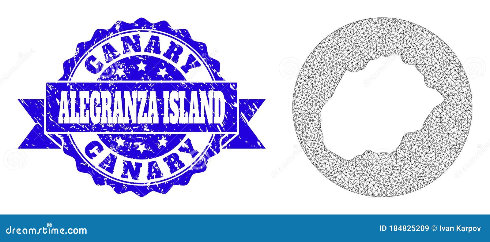 carcass mesh circle stencils map of alegranza island with scratched stamp