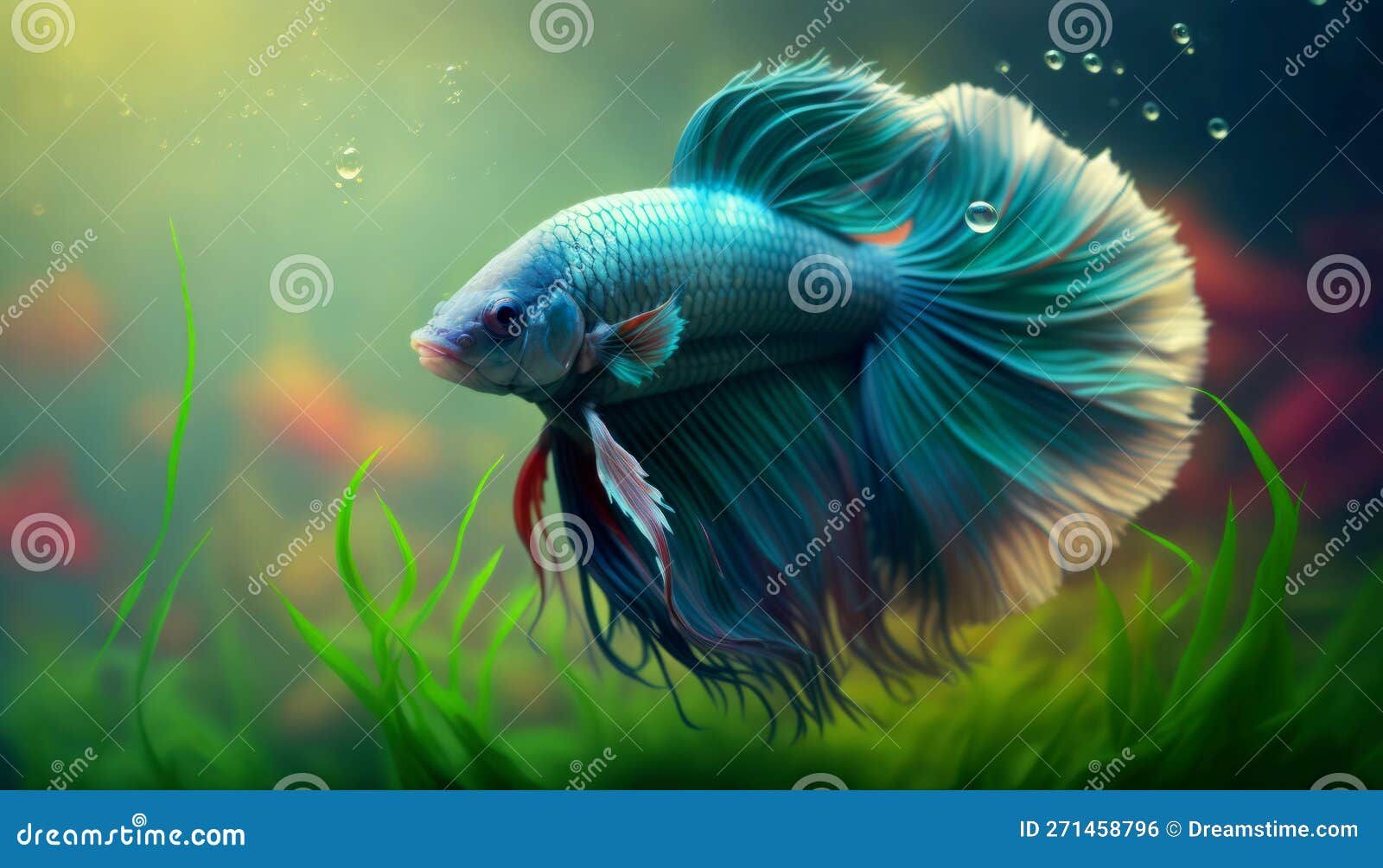 Mesmerizing Betta Fish In A Vivid Underwater World. Generative AI Stock