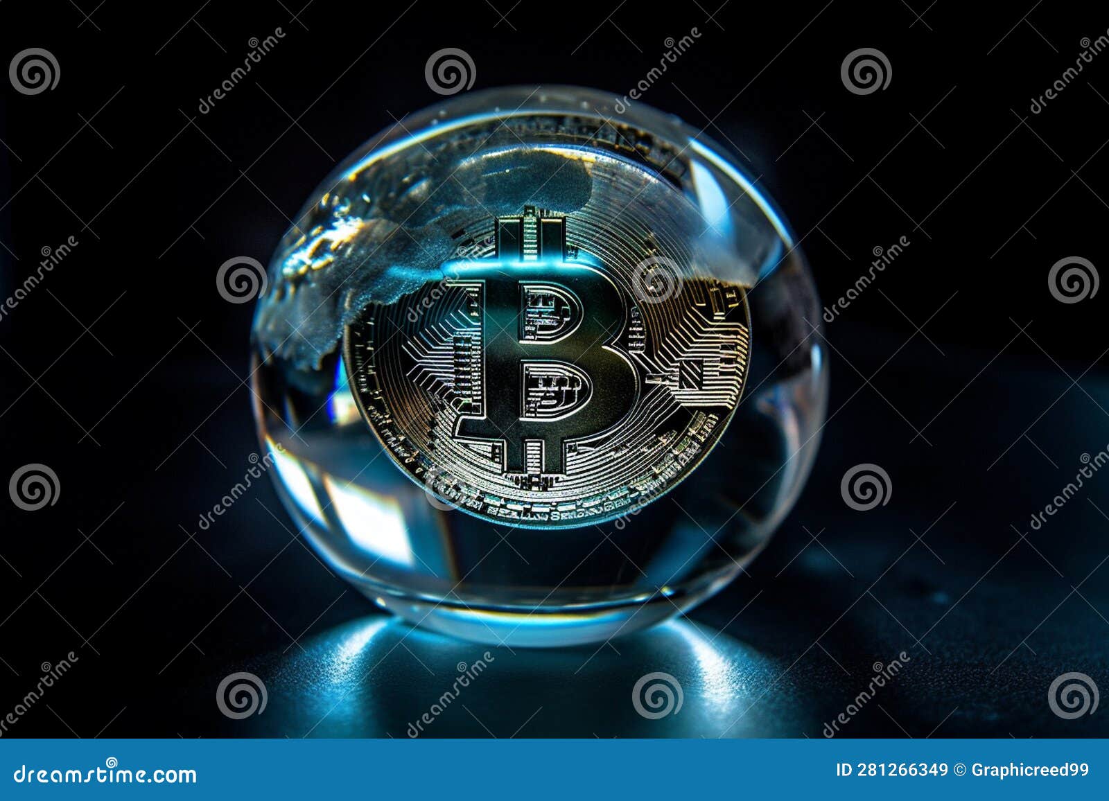 Ai Generative Bitcoin in a Crystal Ball on a Black Background. Bitcoin is  Reflected in a Crystal Ball. Cryptocurrency Concept Stock Illustration -  Illustration of future, digital: 281266349