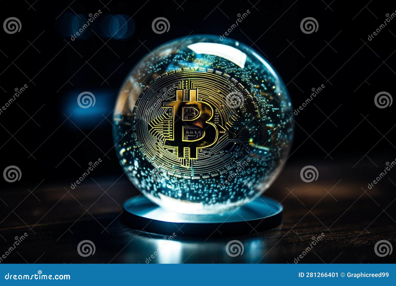 Ai Generative Bitcoin in a Crystal Ball on a Black Background. Bitcoin is  Reflected in a Crystal Ball. Cryptocurrency Concept Stock Image - Image of  background, economy: 281266401