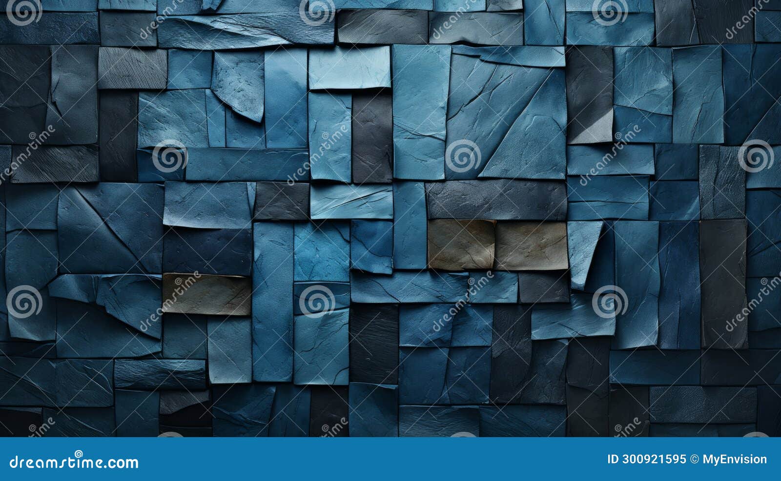 A Wall of Blue and Black Tiles Stock Illustration Illustration of