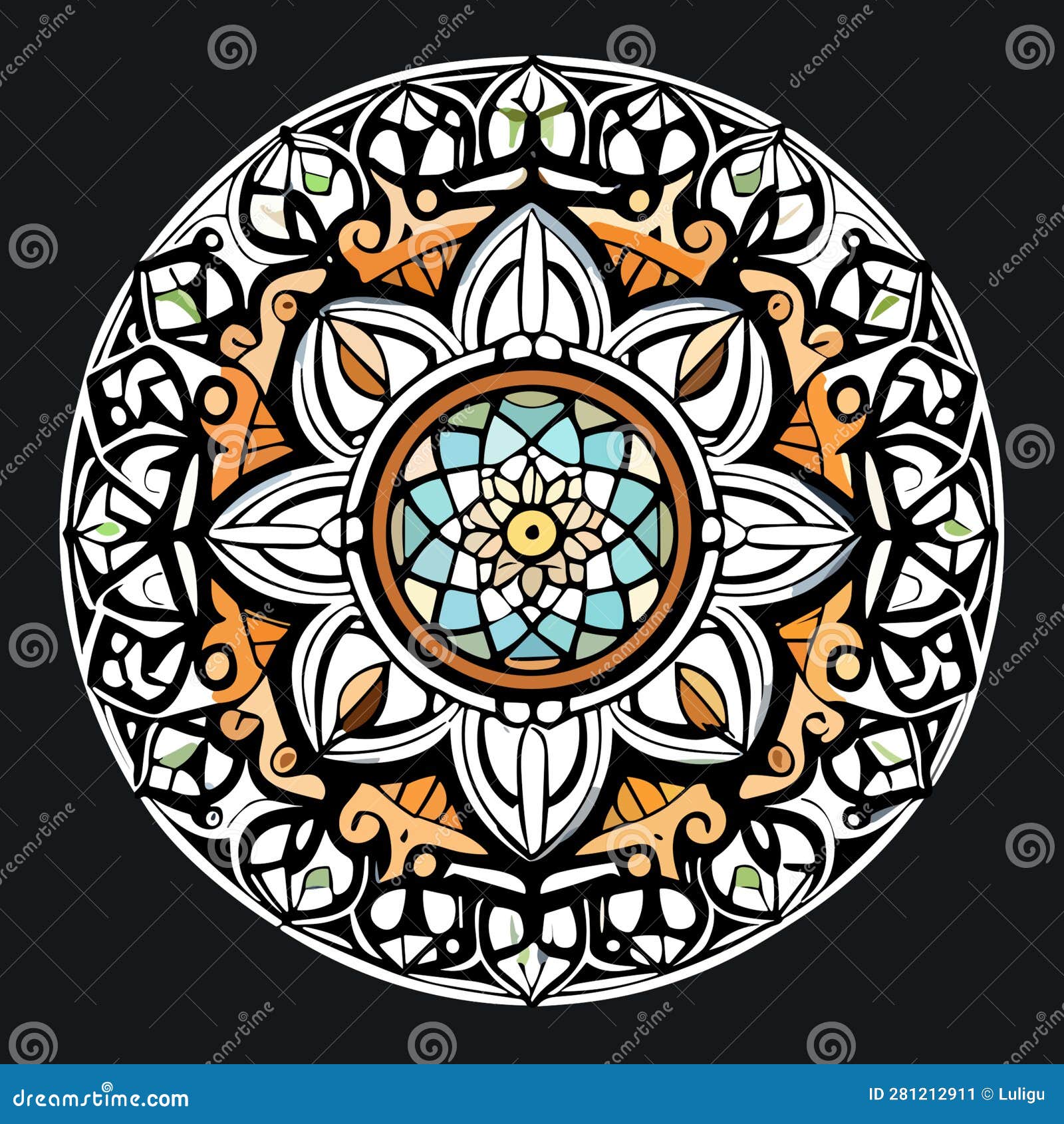 intricate harmony: black and white mandala with earthy touches