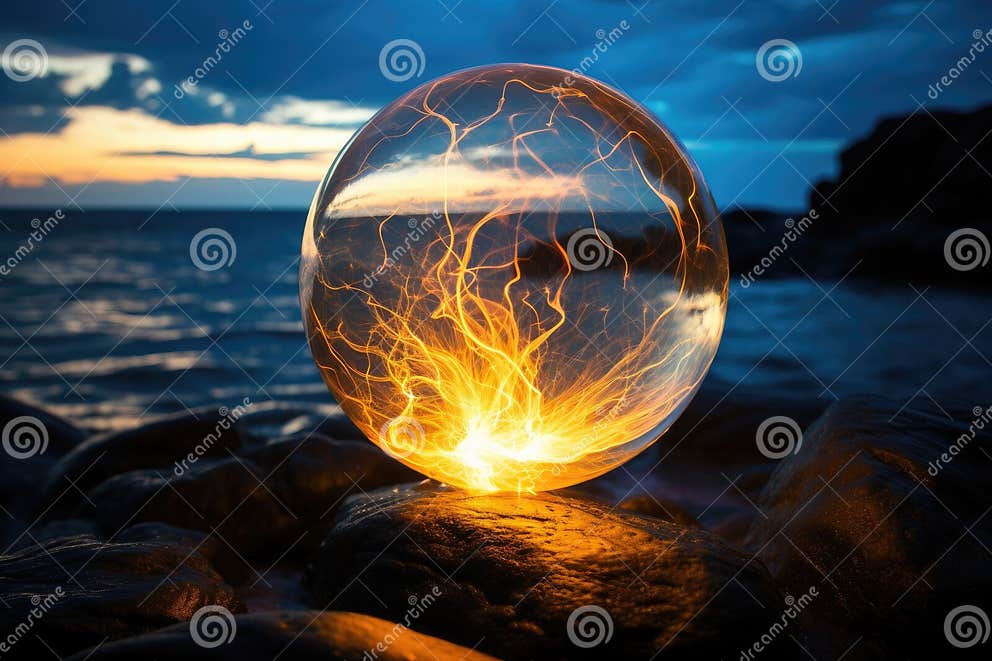 Mesmerizing Phenomenon of a Ball Lightning. Stock Illustration(01)