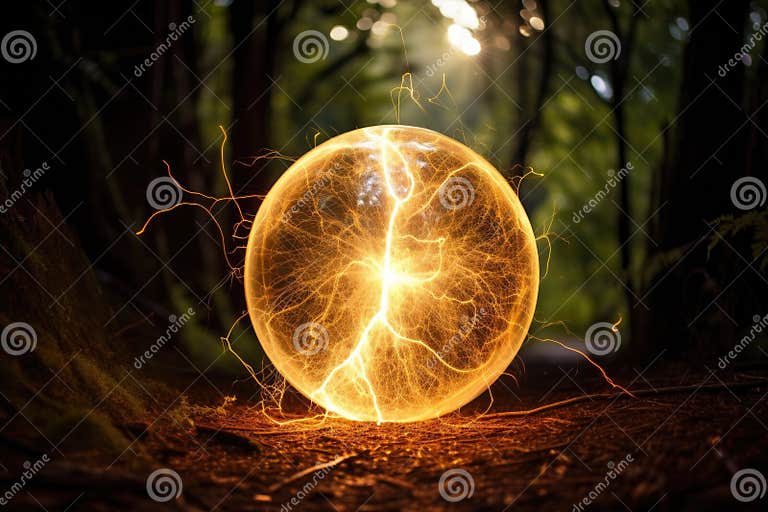 Mesmerizing Phenomenon of a Ball Lightning. Stock Illustration(02)