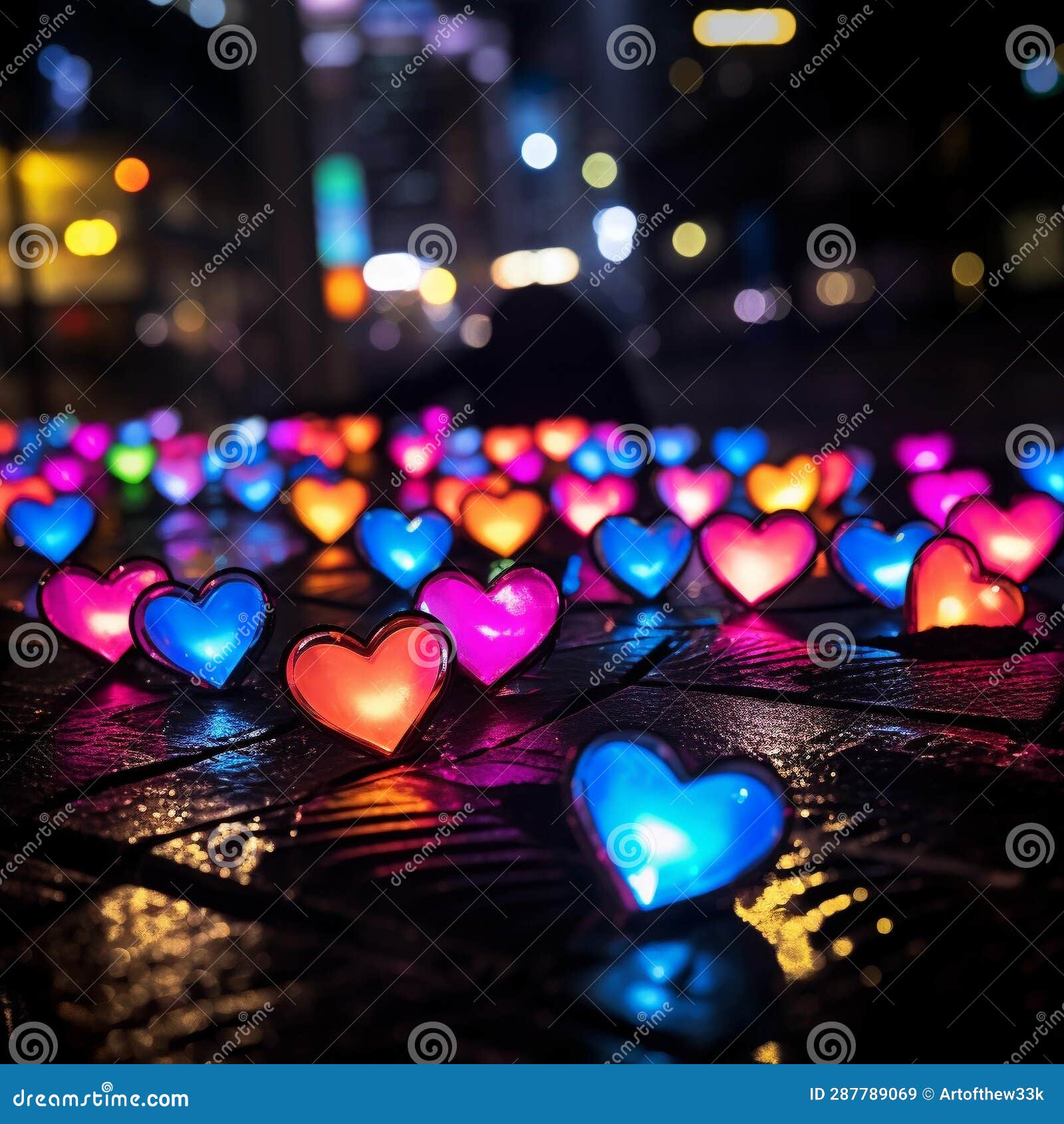 neon hearts: vibrant love in the urban night
