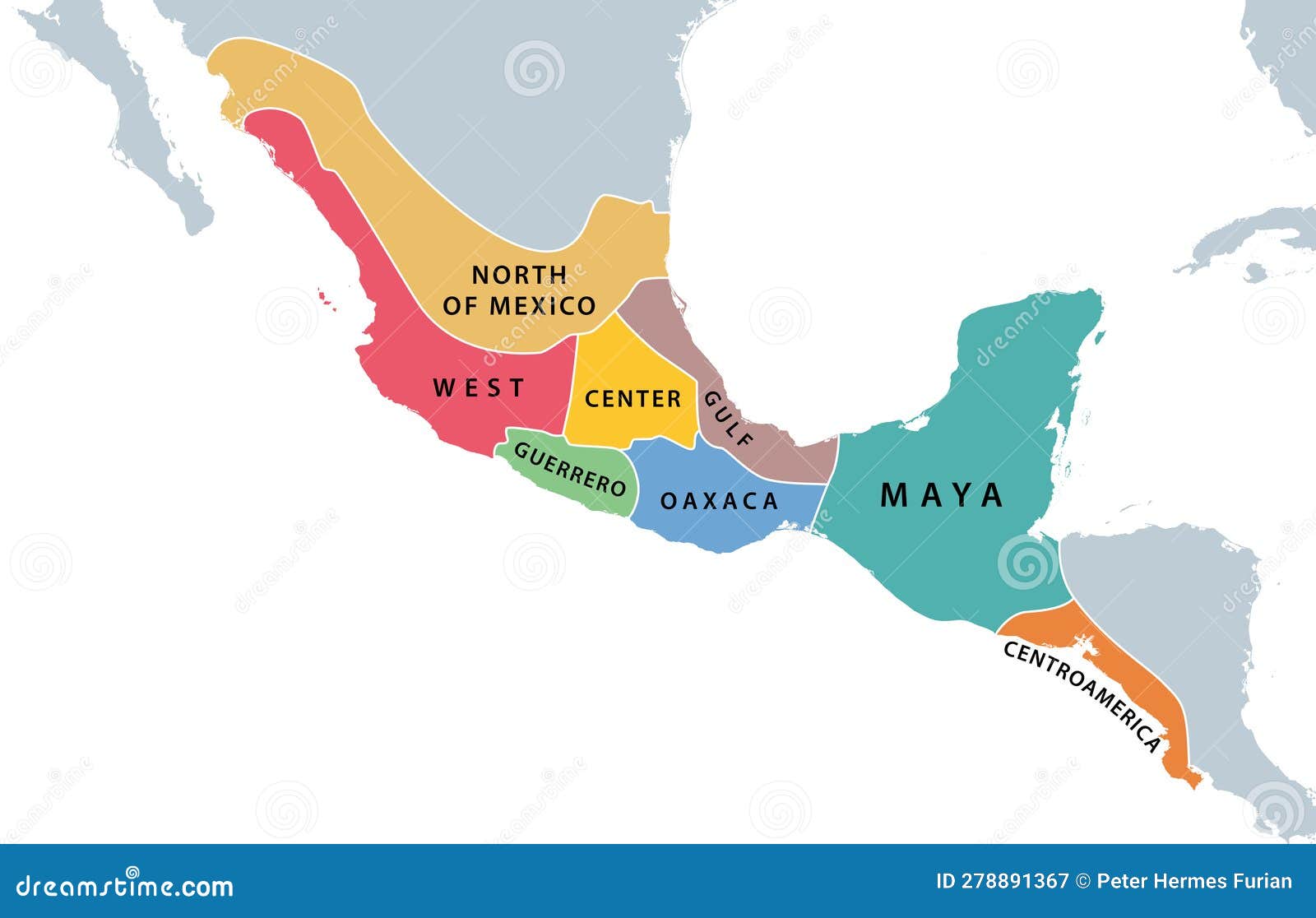 mesoamerica and its cultural areas, map of a historical region