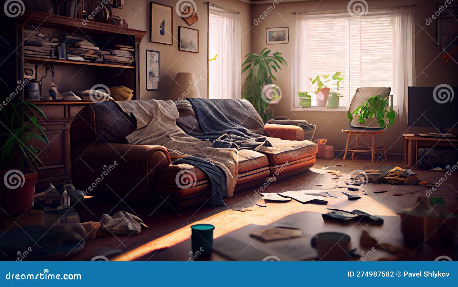 Mess, Disorder and Interior Concept - View of Messy Home Kids Room