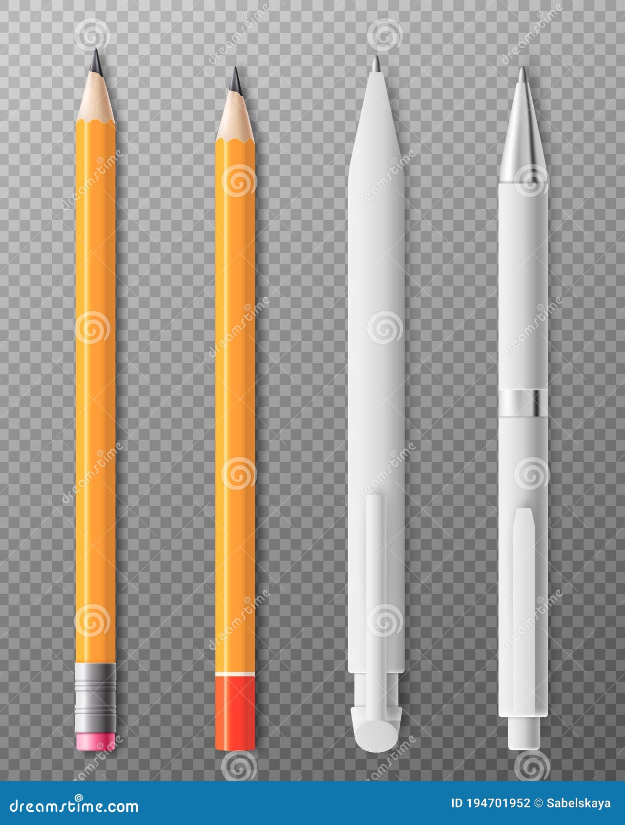 Messa in Ridicolo Di Una Matita Realistica E Di Una Penna Isolata Su Fondo  Trasparente. Illustrazione Vettoriale - Illustrazione di matita, marchio:  194701952