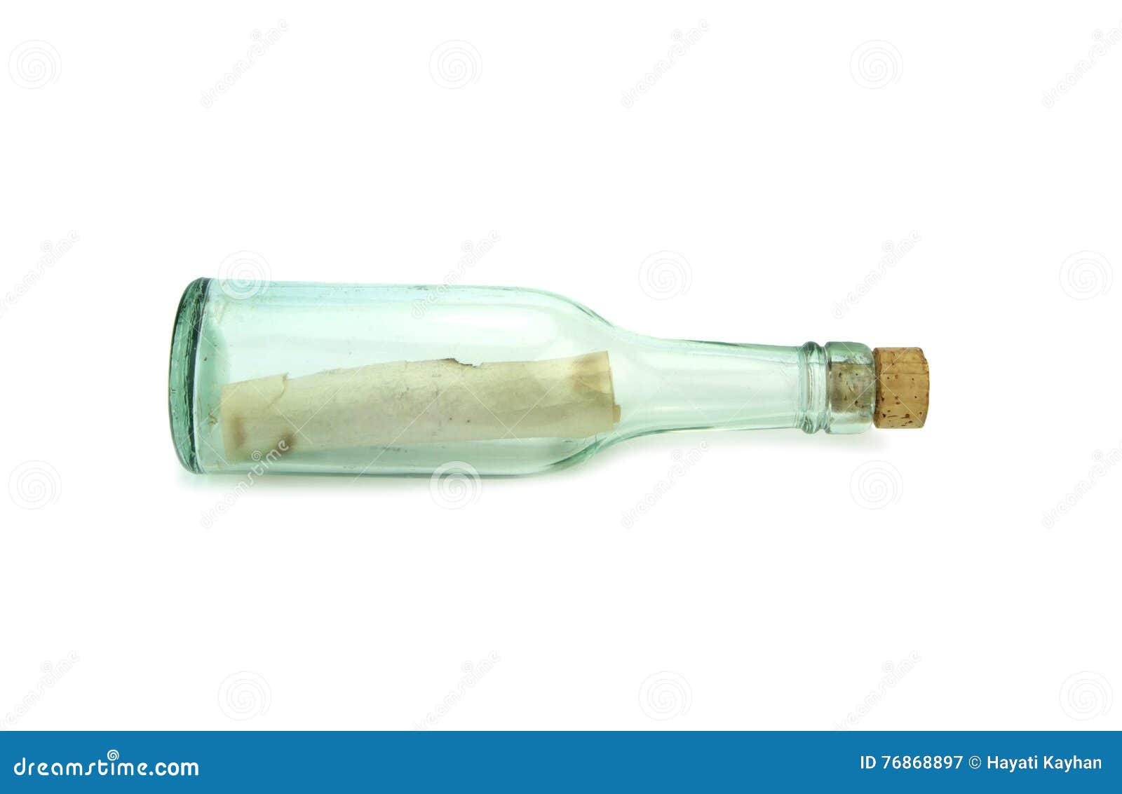 message in bottle  on white background