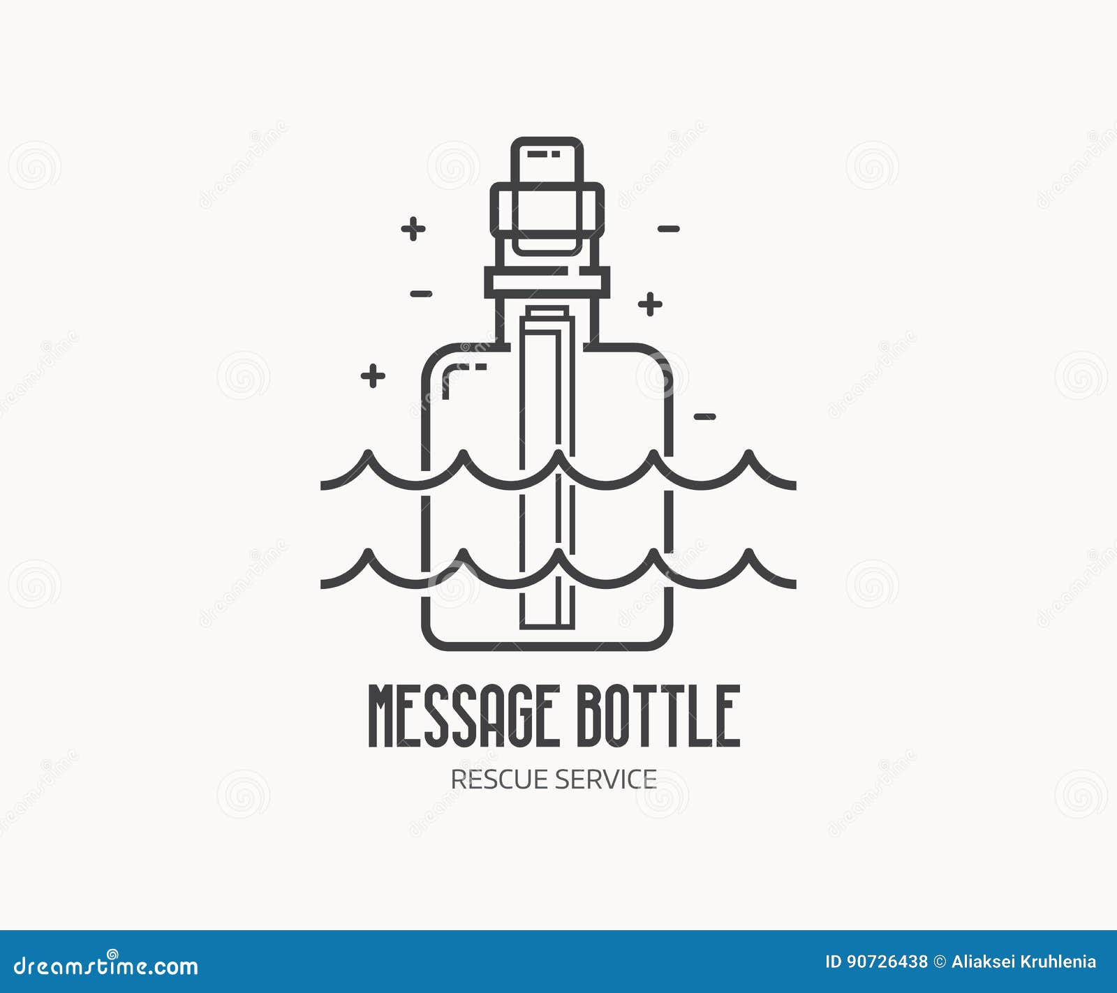 message bottle logo stock vector illustration of line 90726438