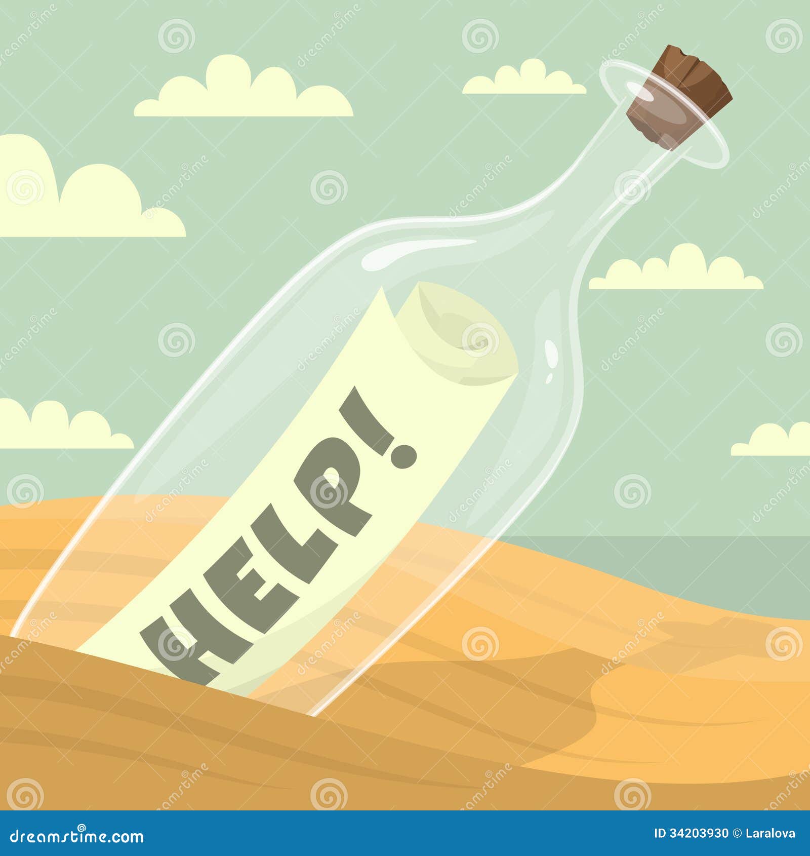Message in the bottle stock vector. Illustration of ocean 34203930