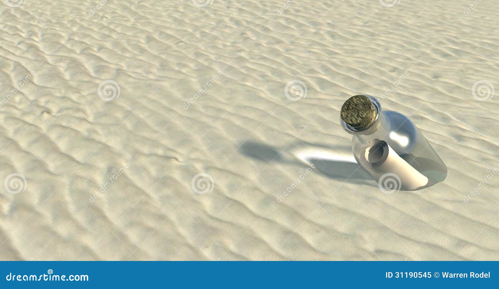 Message dans une bouteille, dans le sable sur une plage attendant pour être découvert.