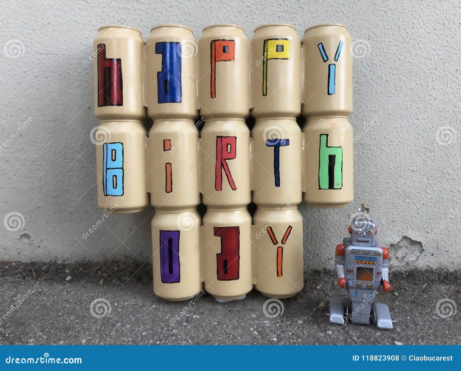 Message De Joyeux Anniversaire Avec Des Canettes De Biere Colorees Et Un Robt De Jouet De Bidon Illustration Stock Illustration Du Message Colorees Message De Joyeux Anniversaire Avec Des Canettes De Biere Colorees Et Un Robt De Jouet De Bidon Illustration Stock Illustration Du Message Colorees