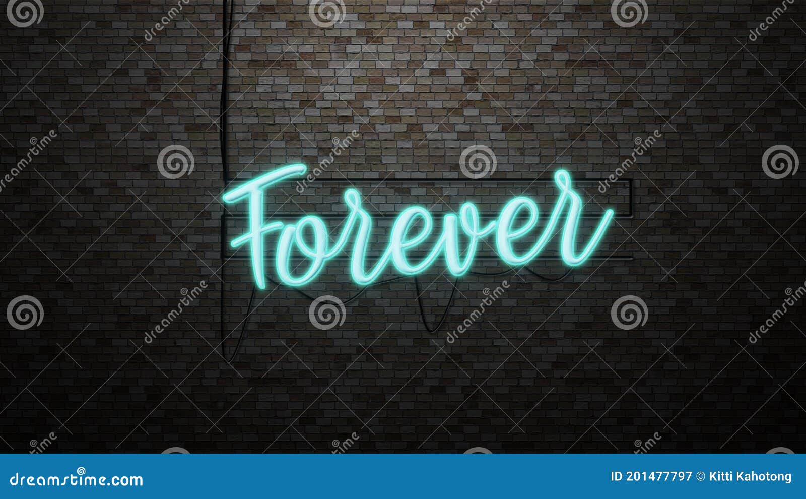 the message forever neon light on brick wall bcakground